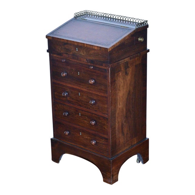 Rosewood Irish Davenport Desk Signed Williams & Gibton of Dublin, Circa 1835 For Sale