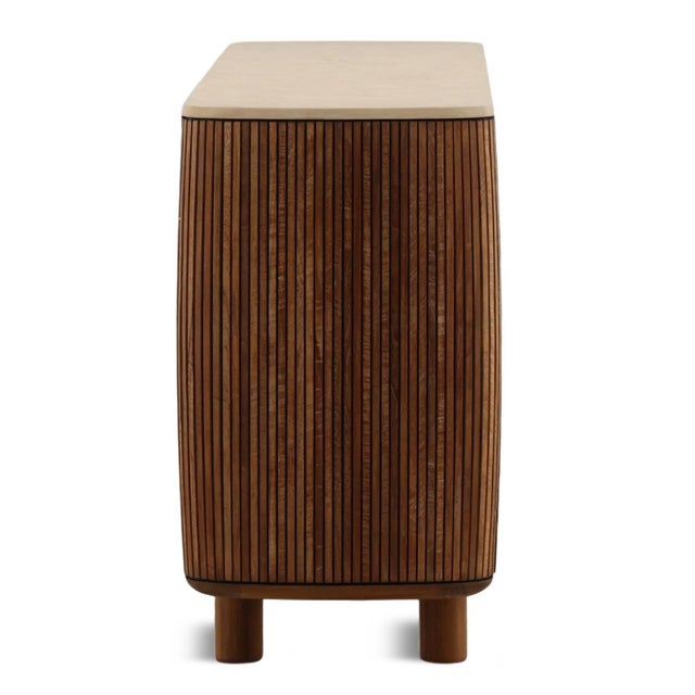Slatted Teak Rounded Sideboard Credenza For Sale - Image 4 of 7