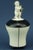 Item : beautiful vase or small box with a glazed ceramic lid, entirely decorated in black and white art deco style, with a...