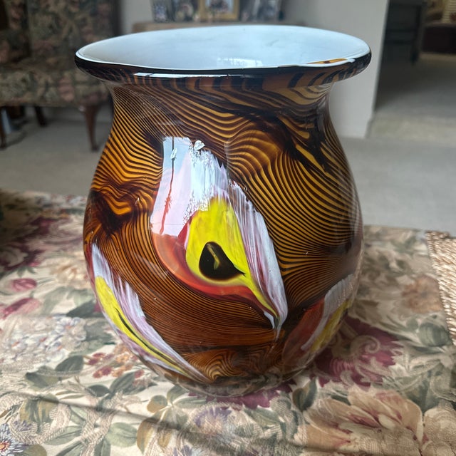 Abstract Beautiful Italian Murano Hand Blown Glass Vase 12” Tall For Sale - Image 3 of 10