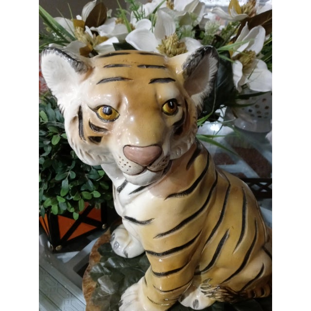 Sculpture Materials Vintage Plaster Tiger Decorative Statue For Sale - Image 7 of 8