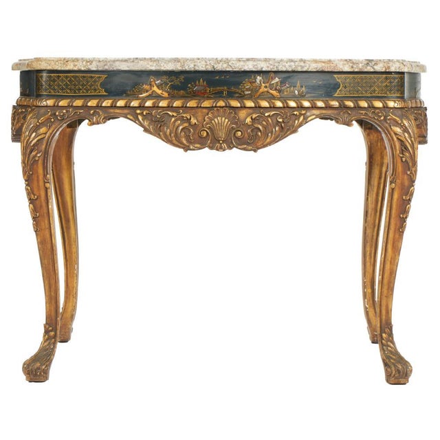 19th Century 19th Century French Chinoiserie Center Table With Marble Top For Sale - Image 5 of 9