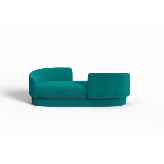 Modern Gentle Vís a Vís in Teal Fabric and Bronze Metal by Javier Gomez For Sale - Image 4 of 4