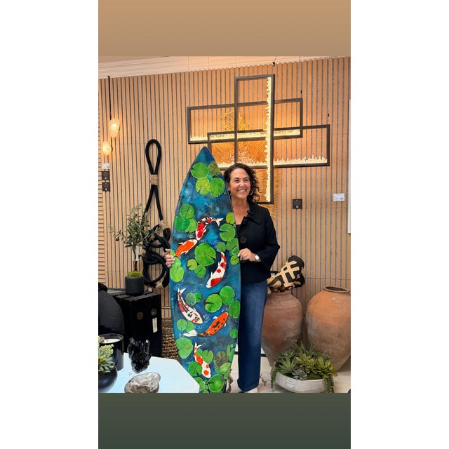 Paint Custom Hand Painted Koi Surfboard For Sale - Image 7 of 7