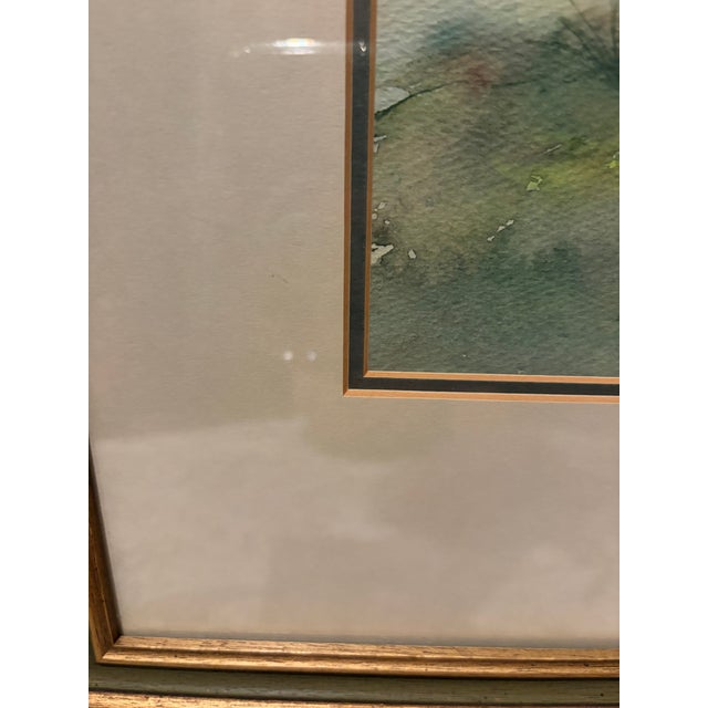 1970s Vintage 1975 Signed Original Watercolor Landscape on Paper, Framed For Sale - Image 5 of 9