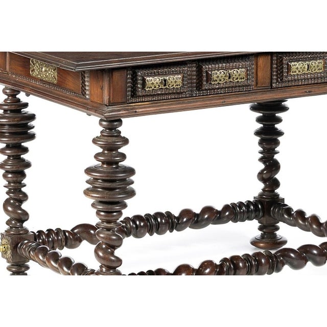 18th-century Portuguese Noble Wood sideboard; 18th-century Noble Wood cabinet; two drawers simulating six; turned legs and...
