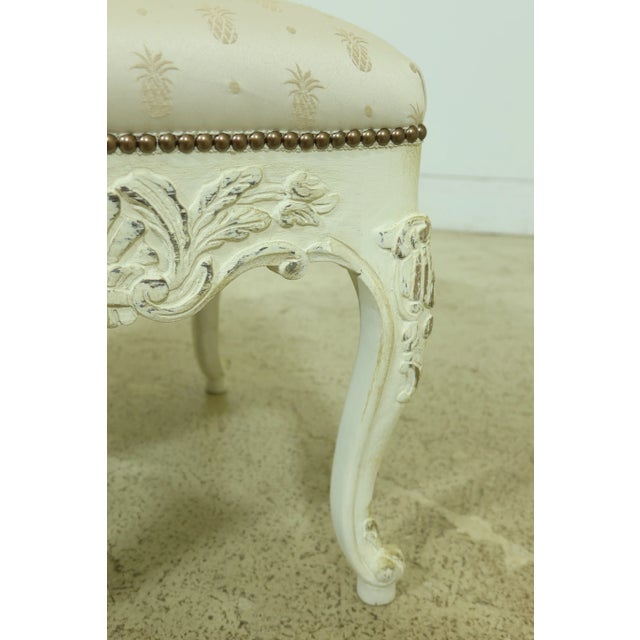2000 - 2009 French Style Square Paint Decorated Ottoman or Stool For Sale - Image 5 of 8