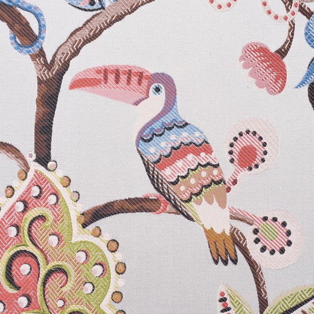 Contemporary SAMPLE - Schumacher Birds Of Paradise Fabric In Mist For Sale - Image 3 of 6