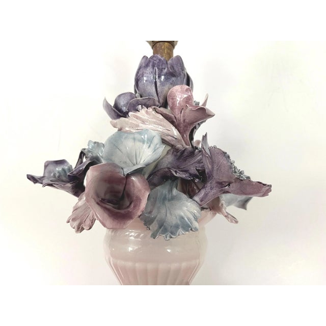 Mid 20th Century Italian Capodimonte Bouquet Lamp & Shade For Sale - Image 13 of 18