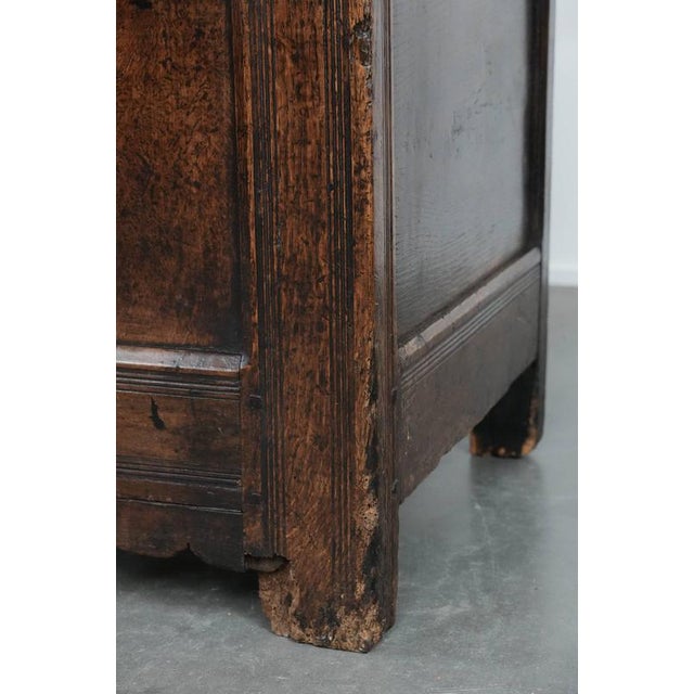 Large Antique English Panelled Oak Chest, 18th Century For Sale - Image 12 of 16