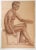 Vintage 1950's sepia charcoal male figural study drawing. Unsigned. Unframed, due to the pulp content of this vintage...