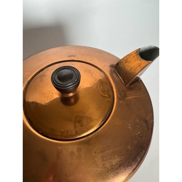 Vintage Mid Century Art Deco Style Copper Tea Pot For Sale - Image 9 of 12