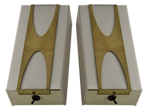 Brass & Acrylic Glass Wall Lights by Loewy for Hilton, France, 1965, Set of 2