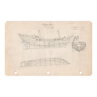 1940s Maine Marine Architectural Drawing on Paper For Sale