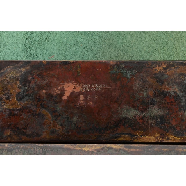 Tiffany Studios New York Grapevine Pattern Bronze Blotter Ends With Leather Desk Blotter For Sale - Image 9 of 11