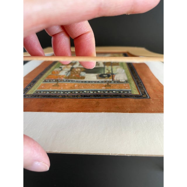 Gold Antique India Mughal Emperor Shah Jahan Miniature Painting in Lucite Display For Sale - Image 8 of 13