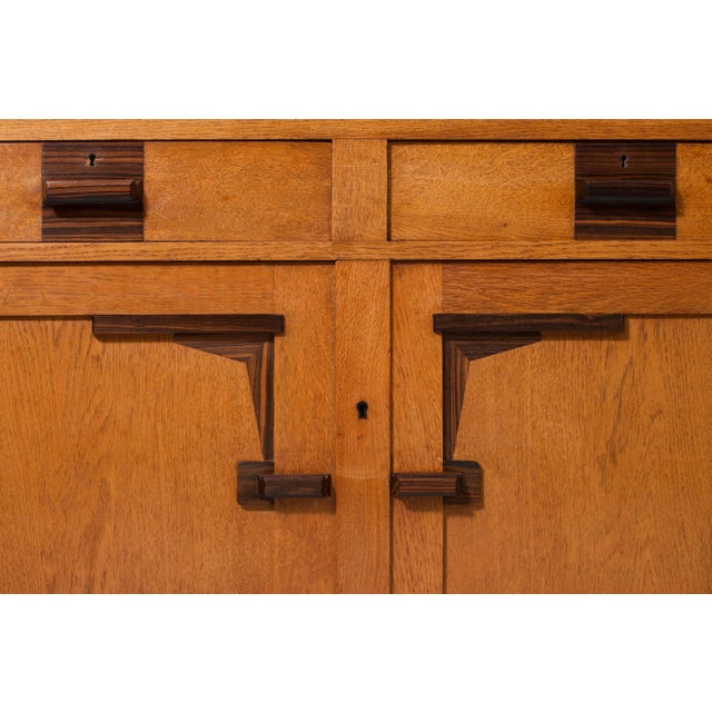 Wood Art Deco Solid Oak and Coromandel Bar Cabinet, 1930s For Sale - Image 7 of 8