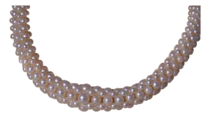 The Linden: Antique Hand Weaved Pearl Choker Necklace with 14 KT White Gold Clasp set with 0.5 CTW Diamonds