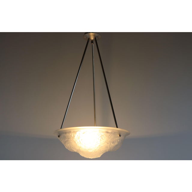 Vintage Art Deco French Pendant Light in Glass, 1920 For Sale - Image 6 of 14