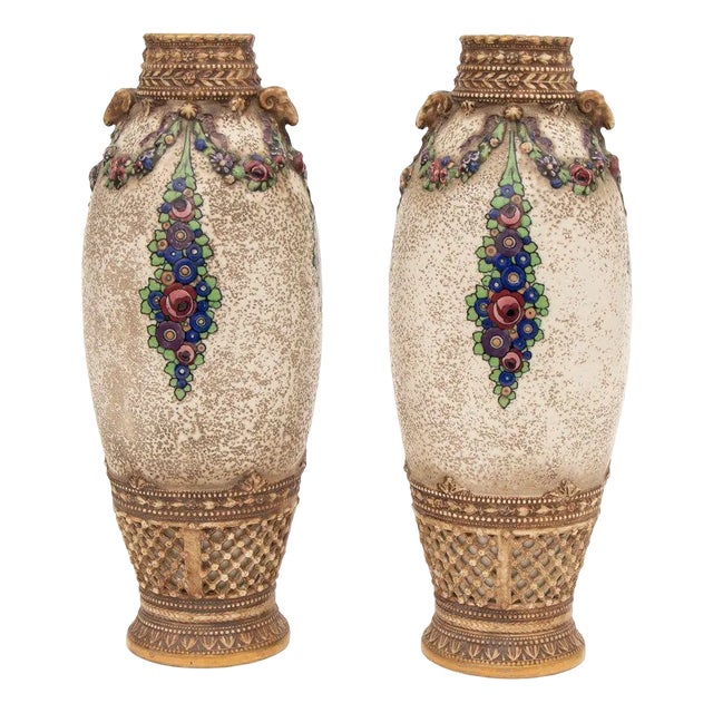 Austrian Secessionist Vases by Ernst Wahliss, 1920, Set of 2 For Sale