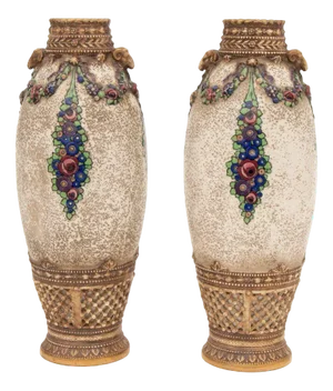 Austrian Secessionist Vases by Ernst Wahliss, 1920, Set of 2