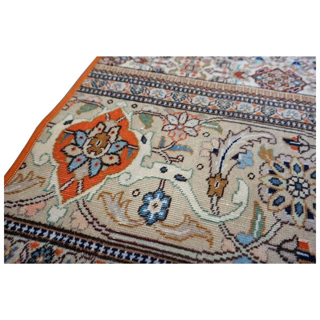 Vintage Persian Tabriz Taba Wool 3x10 Orange & Ivory Handmade Runner Rug #1144065 For Sale - Image 11 of 12