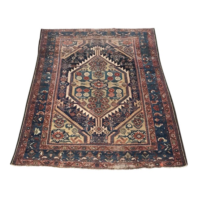 Antique Vintage Design Worn Out Tribal Rug - 3′10″ × 5′6″ For Sale