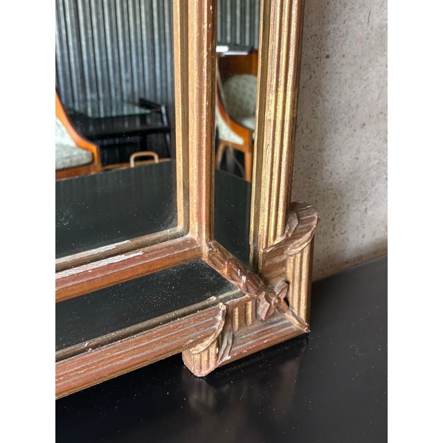 Hollywood Regency Vintage Hollywood Regency Giltwood Wall Mirror With Beveled Glass For Sale - Image 3 of 6