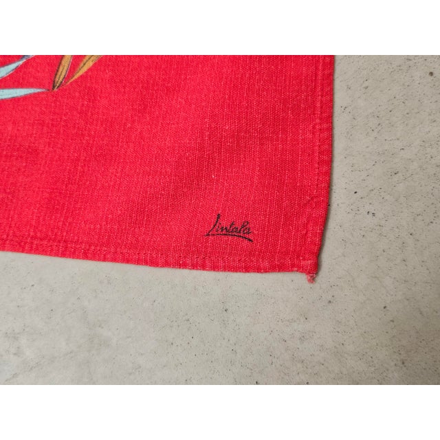 Mid-Century Modern Vintage Marine Print Cotton Tablecloth and Napkins from Lintala, 1970s, Set of 9 For Sale - Image 3 of 11