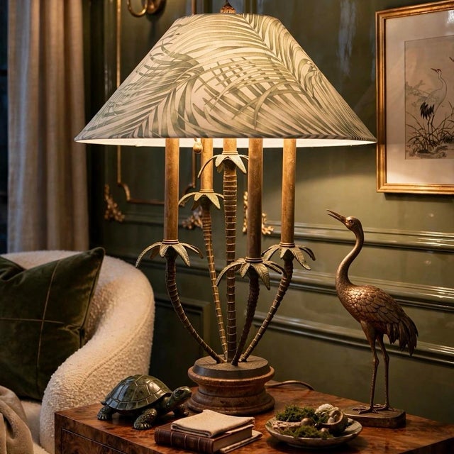 With out shade 14” w c 14” d x 24.5” tall If you love that classic Palm Beach style, this is a phenomenal find. This is a...