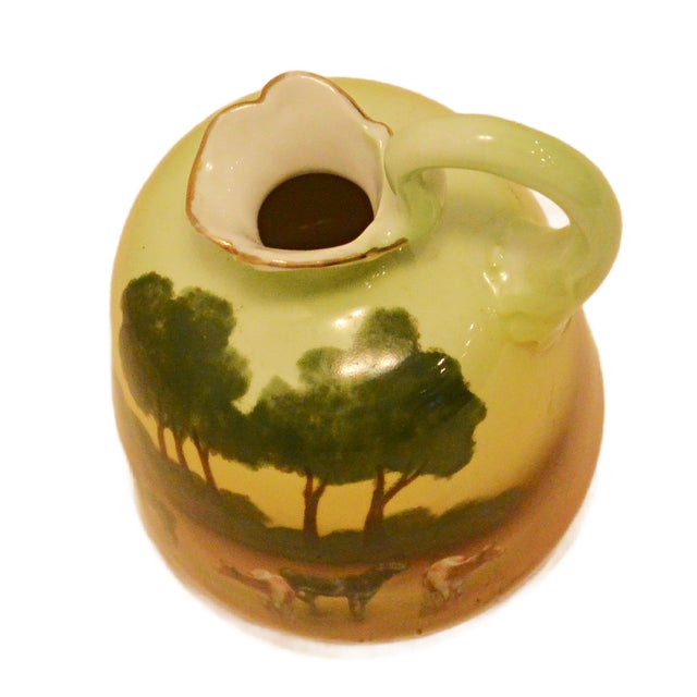 Antique Royal Bayreuth Bavaria "Cows in Pasture" Creamer - Gilded Rim For Sale - Image 4 of 8