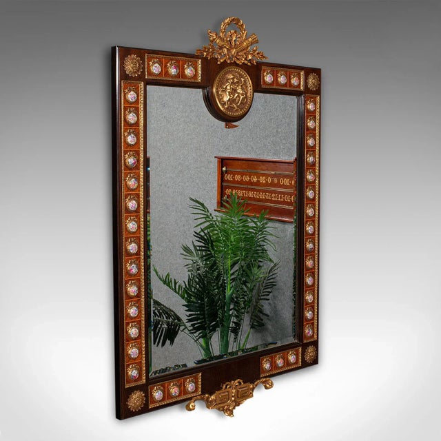 1970s Large Vintage Walnut Decorative Mirror For Sale - Image 11 of 11