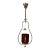 Mid-Century Brass Pendant Lamp With Cranberry Glass Shade For Sale