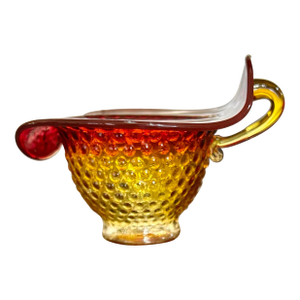 Mid 20th Century Amberina Handblown Jack-in-the-Pulpit Hobnail-Designed Pitcher/Creamer