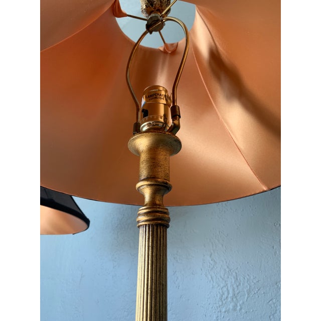 Late 20th Century Large Italian Tassel Buffet Lamps With Black Shades, Pair For Sale - Image 10 of 11
