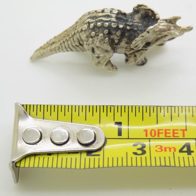 Vintage Italian Handmade Silver Triceratops Dinosaur Figurine, 1960s For Sale - Image 11 of 12
