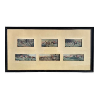 Late 19th C. Equestrian Hunt Scenes - Original Oils on Paper - Set of Six in a Single Presentation For Sale