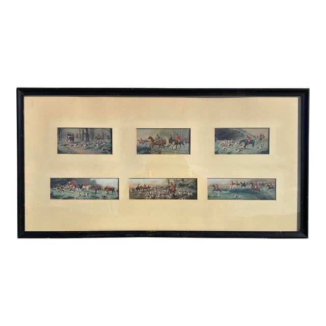 Late 19th C. Equestrian Hunt Scenes - Original Oils on Paper - Set of Six in a Single Presentation For Sale