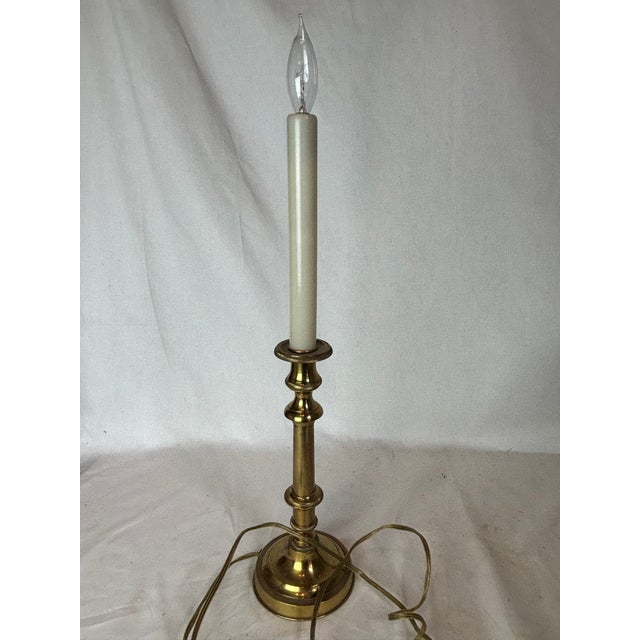 Late 19th Century Pair of English Brass Candle Stick Lamps For Sale In Chicago - Image 6 of 9