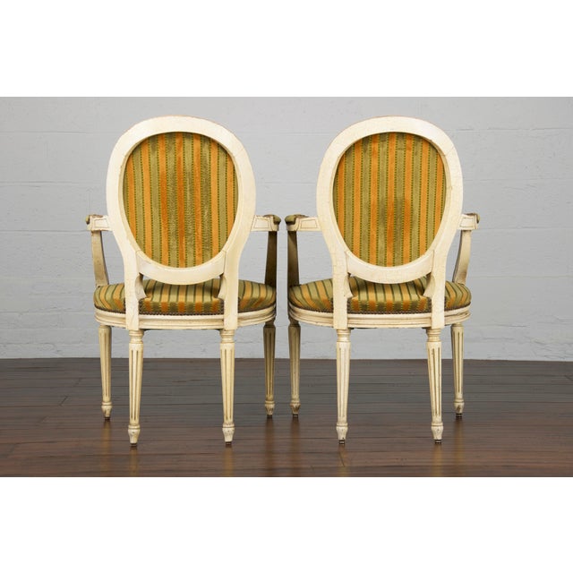 Antique French Louis XVI Style Provincial Painted Loveseat W/ Two Armchairs - Set of 3 For Sale - Image 12 of 13