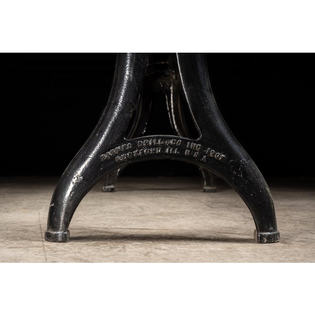 Industrial Table on Antique Cast Iron Base For Sale - Image 9 of 15