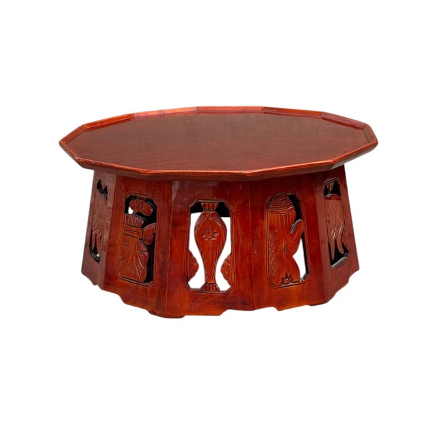 Antique Meiji period red lacquer low octagonal footstool or plant stand. You can add a round pillow for comfortable foot...