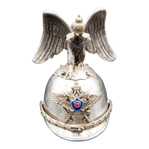 Early 20th Century Silver Imperial Guard Helmet Stirrup Cup With Ruby