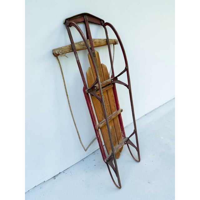 Vintage Patina Flexible Flyer Snow Sled Eagle Graphics Decor For Sale - Image 10 of 11