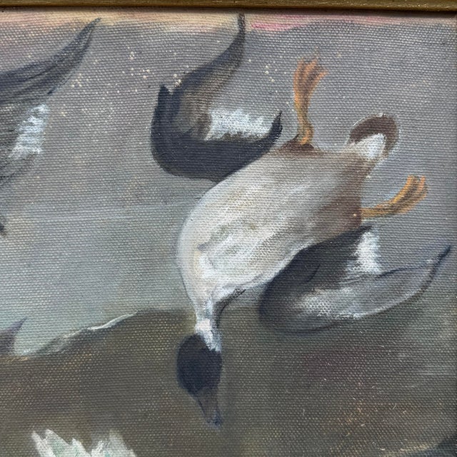 Naive Common Goldeneye Oil on Canvas Painting For Sale - Image 9 of 12