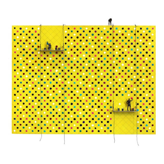 Yellow Smudge - Original Contemporary Pop Art Painting on Wood by Jamie Burmeister For Sale