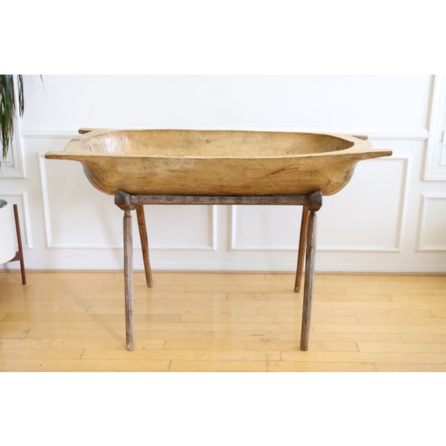 Antique Oversized Large Dough Bowl With Stand Chairish