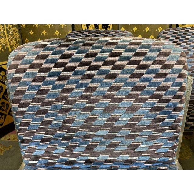 Metal Stainless Steel and Velvet Chairs, 1970s, Set of 6 For Sale - Image 7 of 9