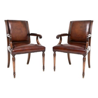 Vintage Georgian Leather Armchairs, 1950, Set of 2 For Sale