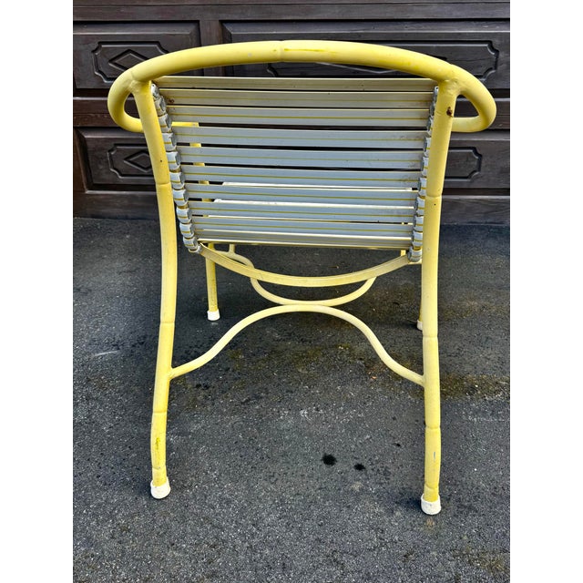 Yellow Vintage MCM Yellow Aluminum Patio Chairs Set of 4 White Vinyl Strap Retro For Sale - Image 8 of 8